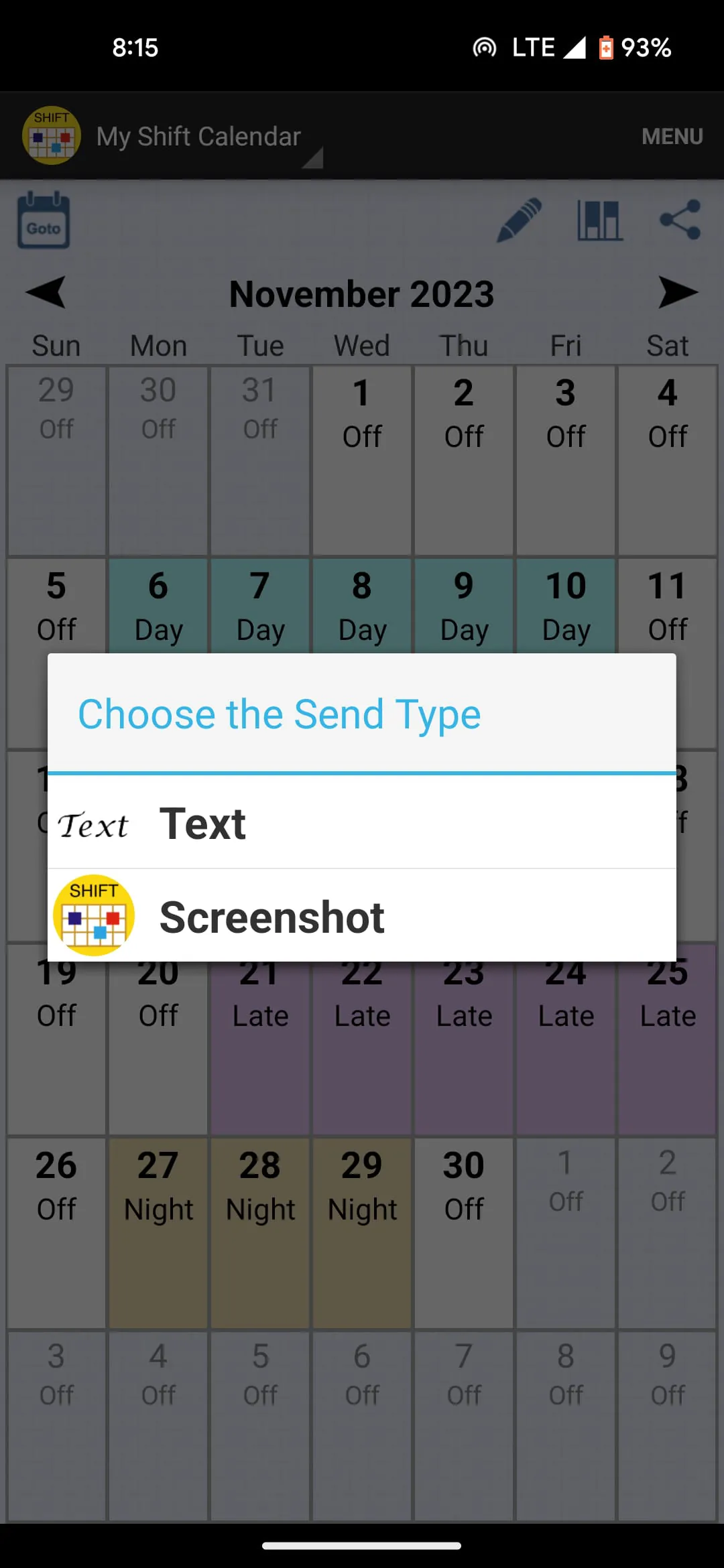 Shift Calendar (since 2013)
