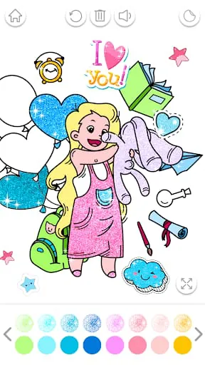 Kawaii Coloring Book Glitter