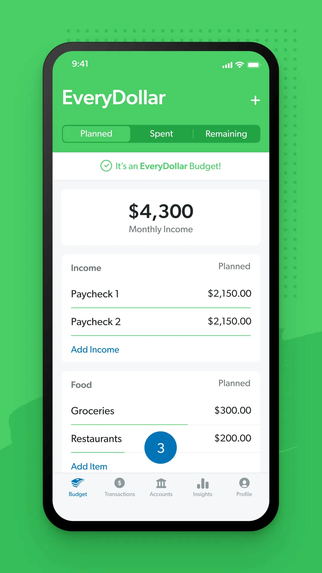 EveryDollar: Budget Tracker