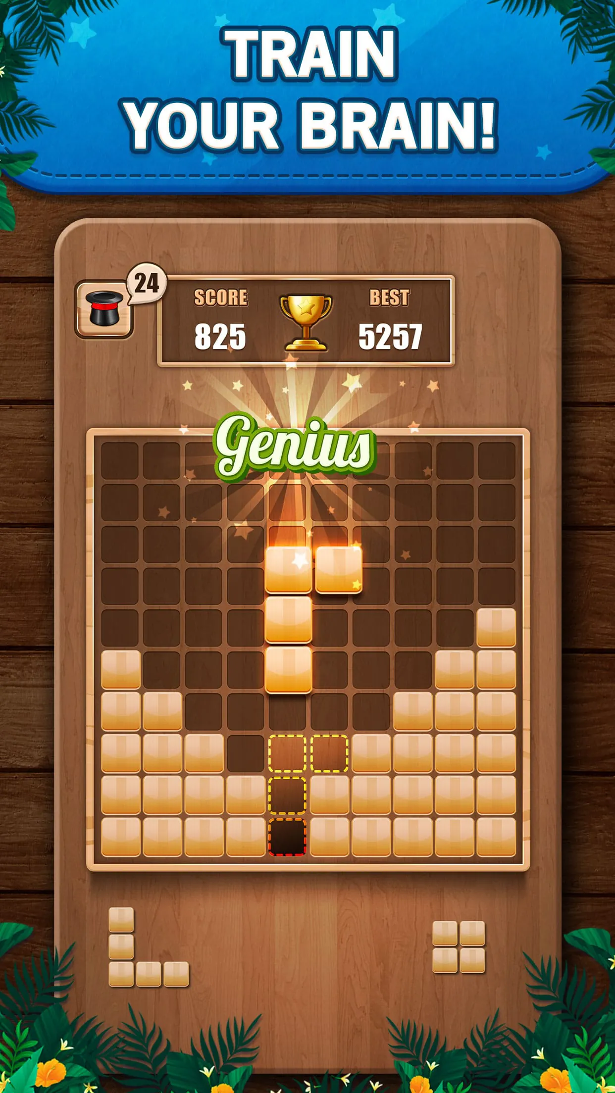 Wooden 100 Block Puzzle Game