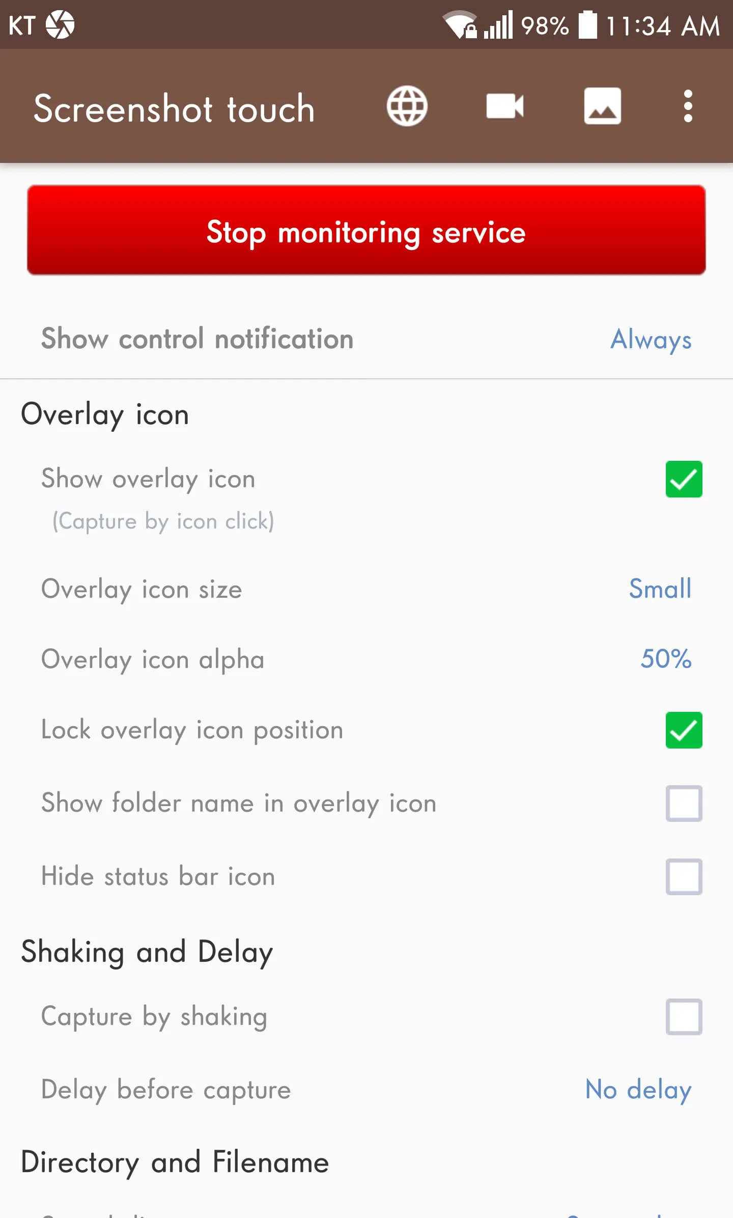 Screenshot touch