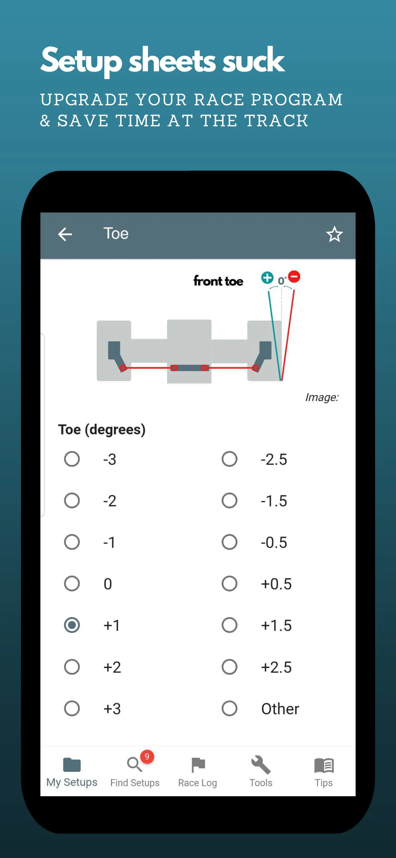 RC Setup App & Race Log