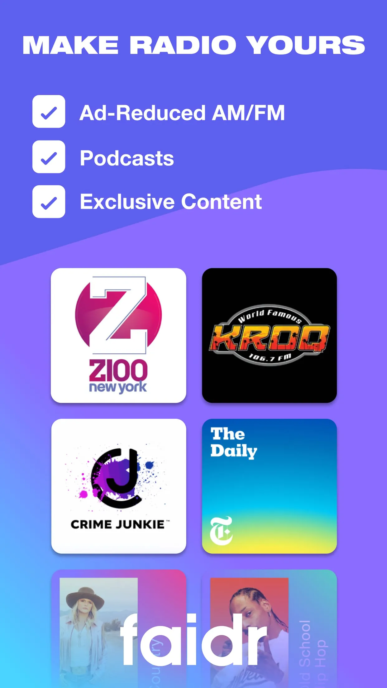 faidr: Radio, Podcasts, Music