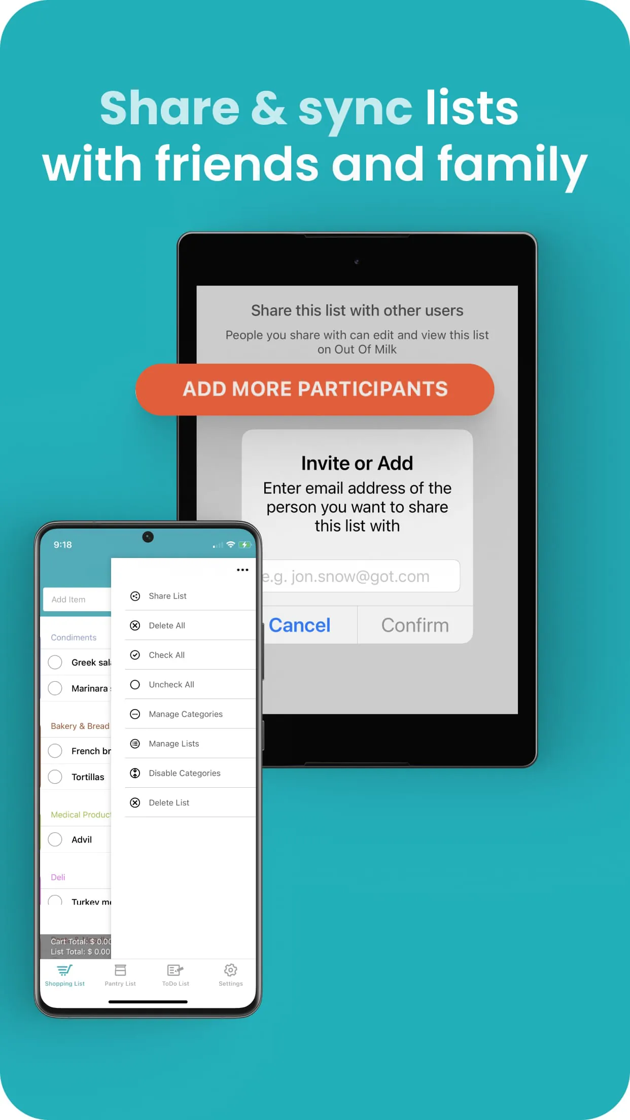 Grocery List App - Out of Milk