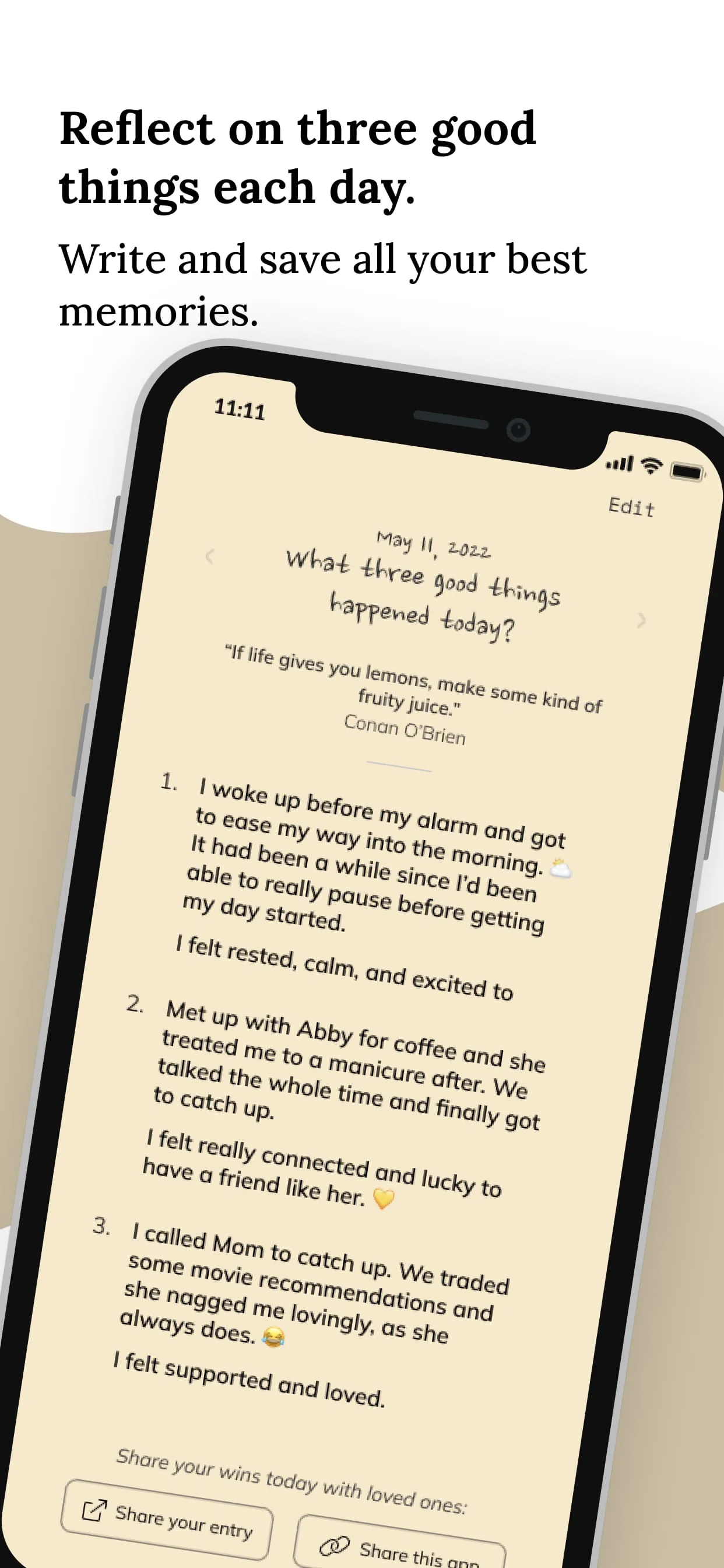 Three Good Things - Gratitude