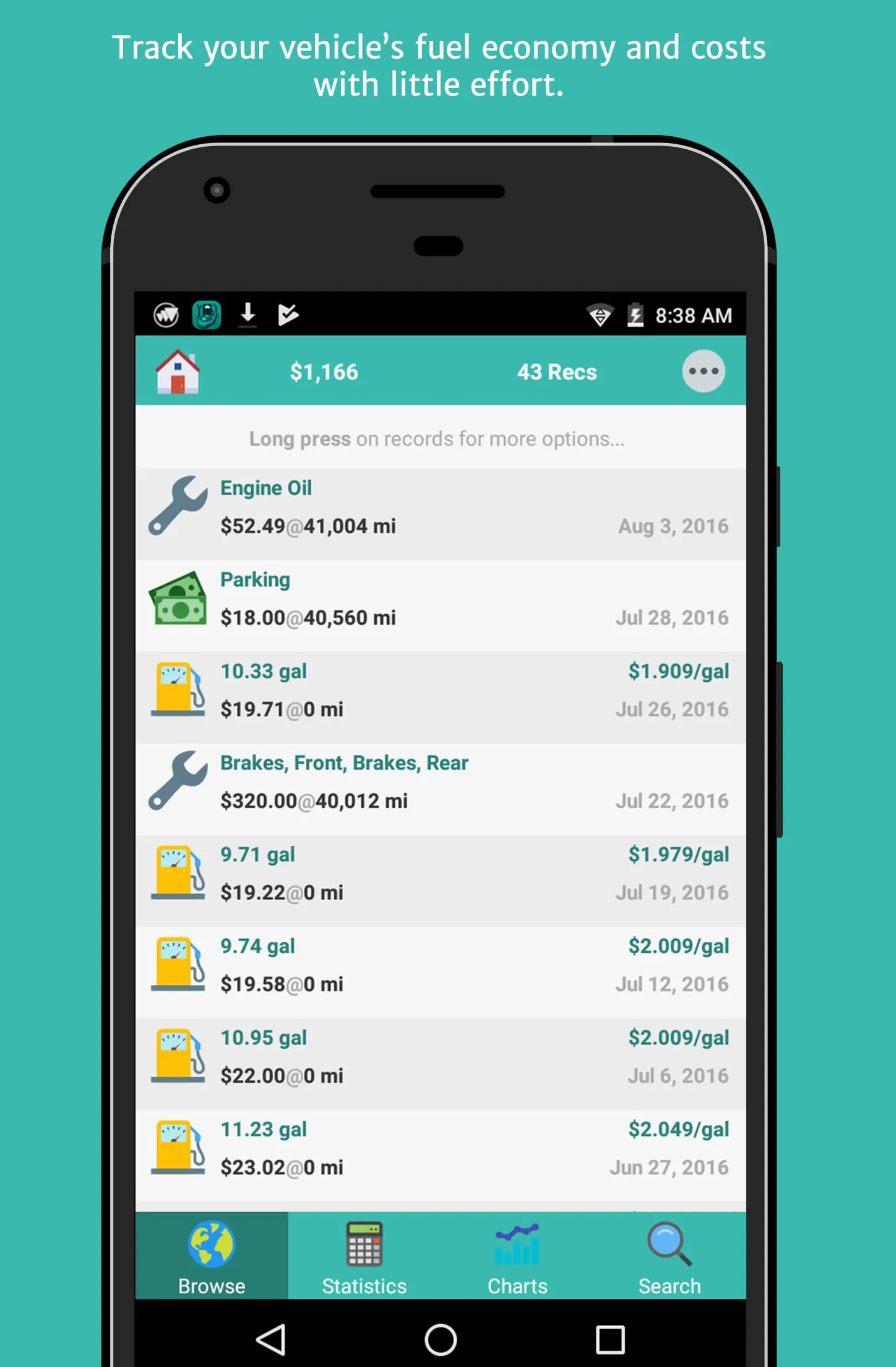 aCar - Car Management, Mileage