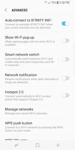 XFINITY WiFi Settings