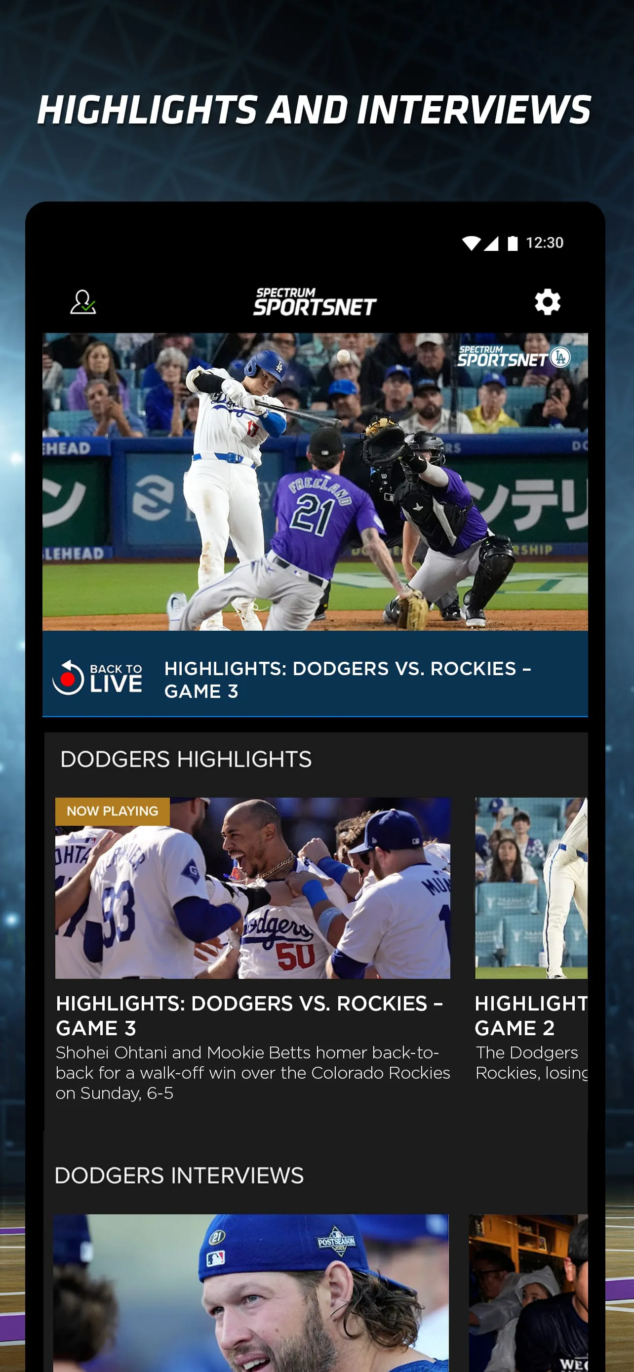 Spectrum SportsNet: Live Games