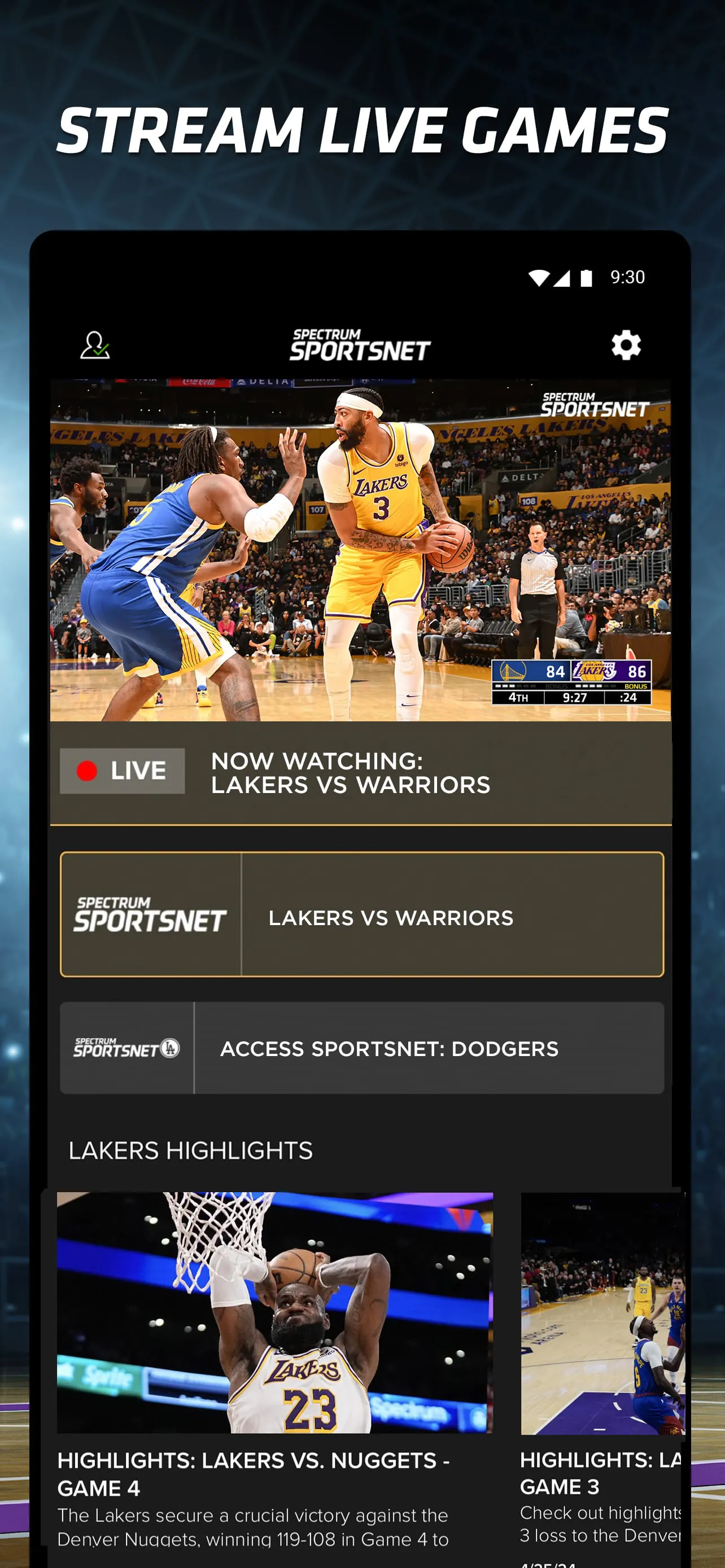 Spectrum SportsNet: Live Games