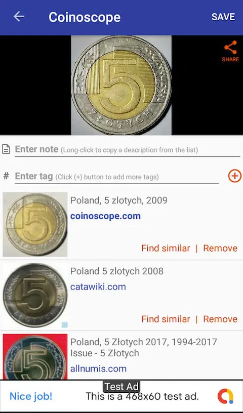 Coinoscope: Coin identifier