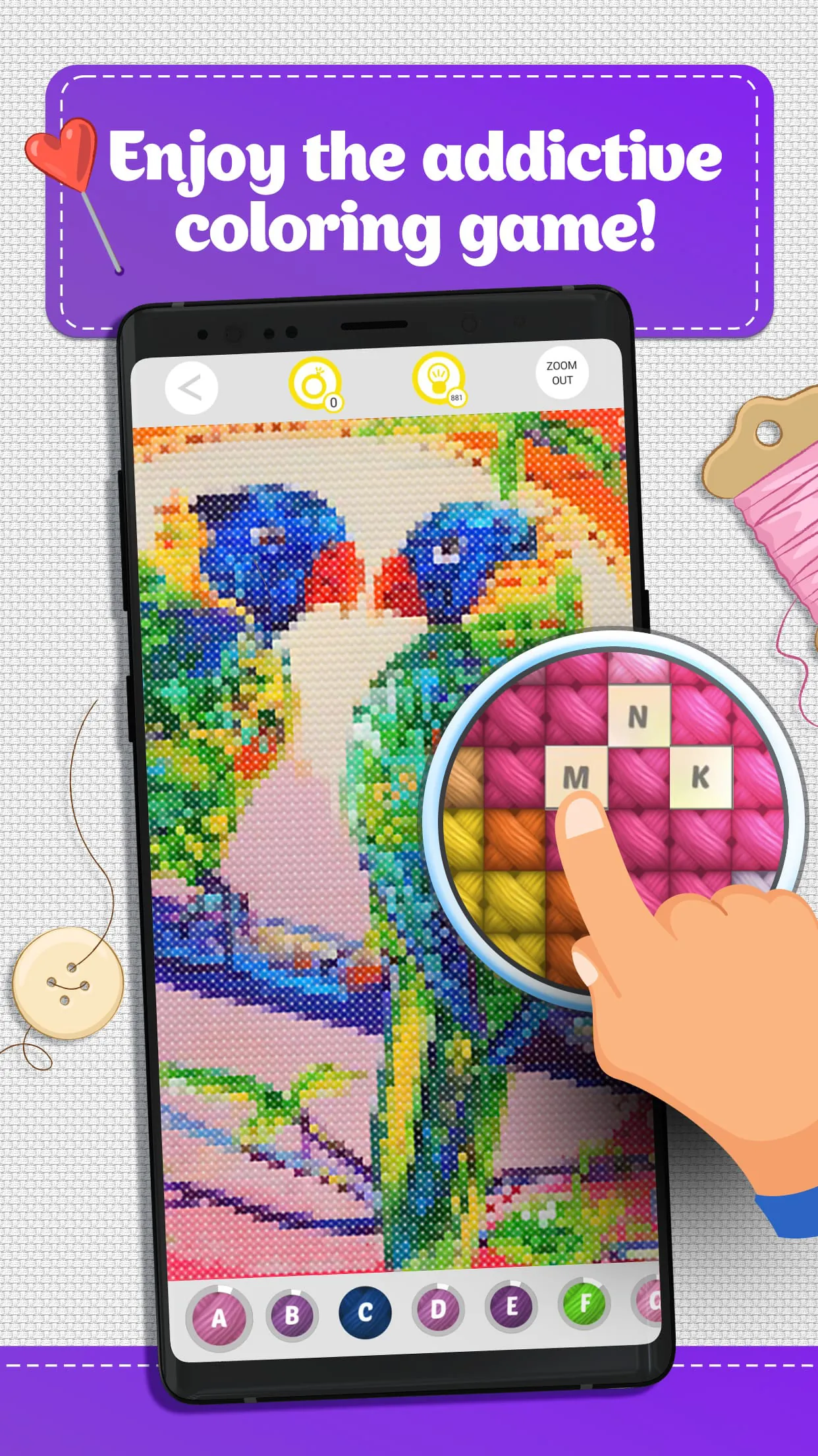 Cross Stitch Coloring Art