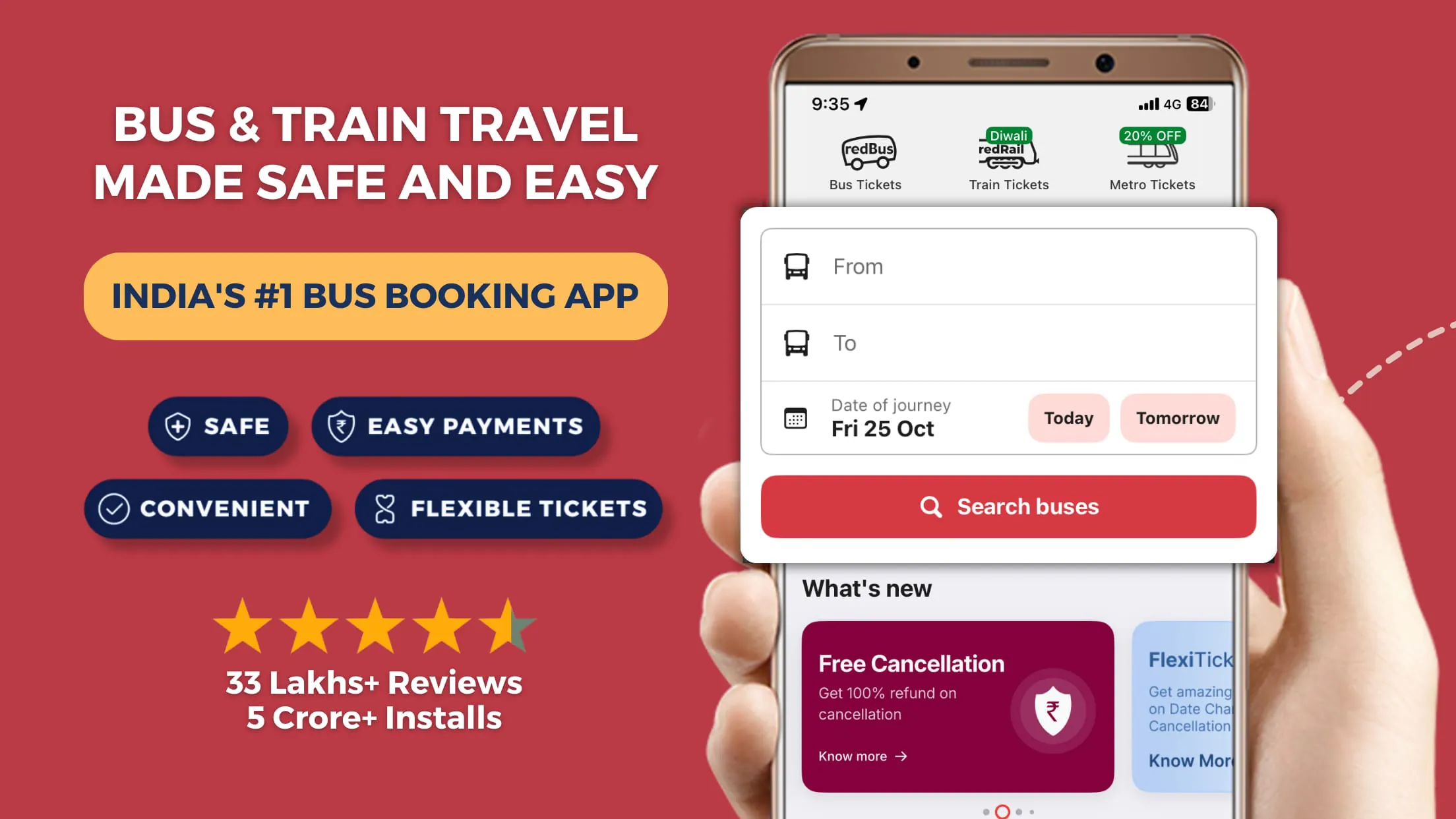 redBus Book Bus, Train Tickets