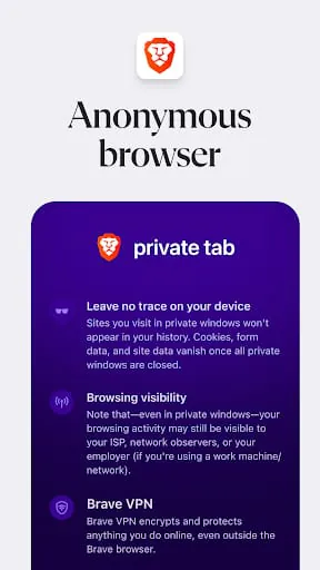 Brave Private Web Browser, VPN