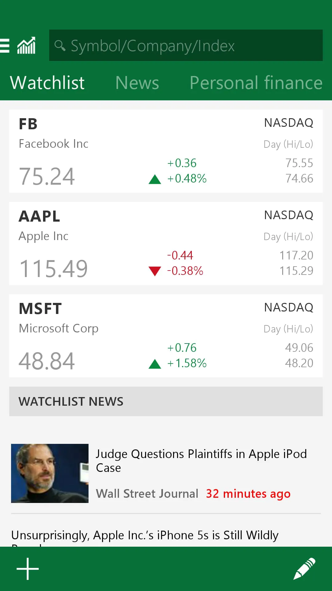 MSN Money- Stock Quotes & News