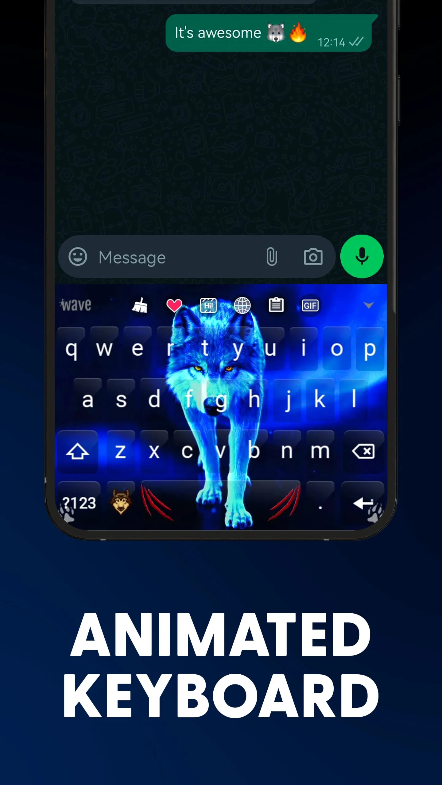 Ice Wallpaper + Keyboard: Wolf