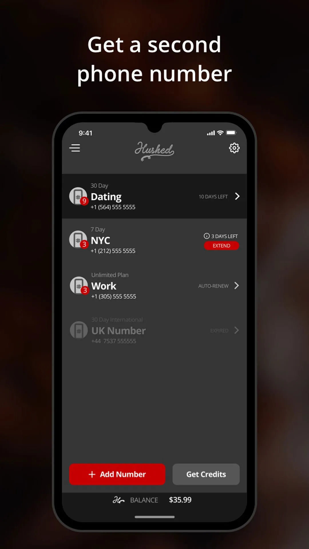 Hushed: US Second Phone Number