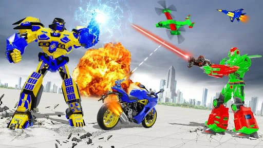 Snow Bike Transform Robot Game